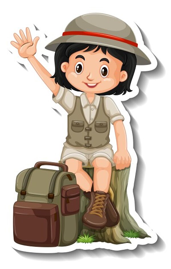 <a href="https://de.freepik.com/vektoren-kostenlos/maedchen-im-safari-outfit-cartoon-charakter-aufkleber_21301112.htm#page=2&query=wanderer%20clipart&position=22&from_view=search&track=ais&uuid=d3d7ce70-9f71-4eee-87de-f336c9cc0d04">Bild von brgfx</a> auf